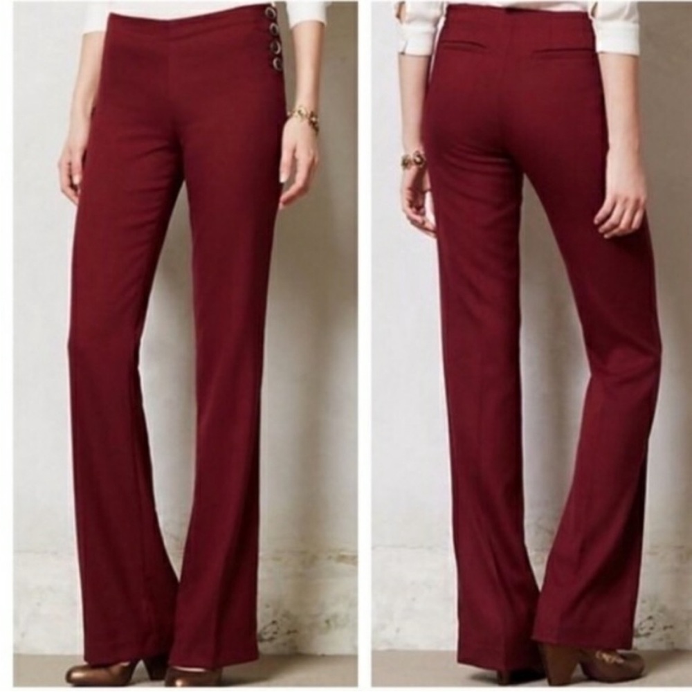 Anthropologie Elevenses “The Brighton” Burgundy Dress Pants Slacks NWT